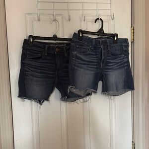 American Eagle Outfitters Women's Jean Shorts - Dark Blue and Medium Blue